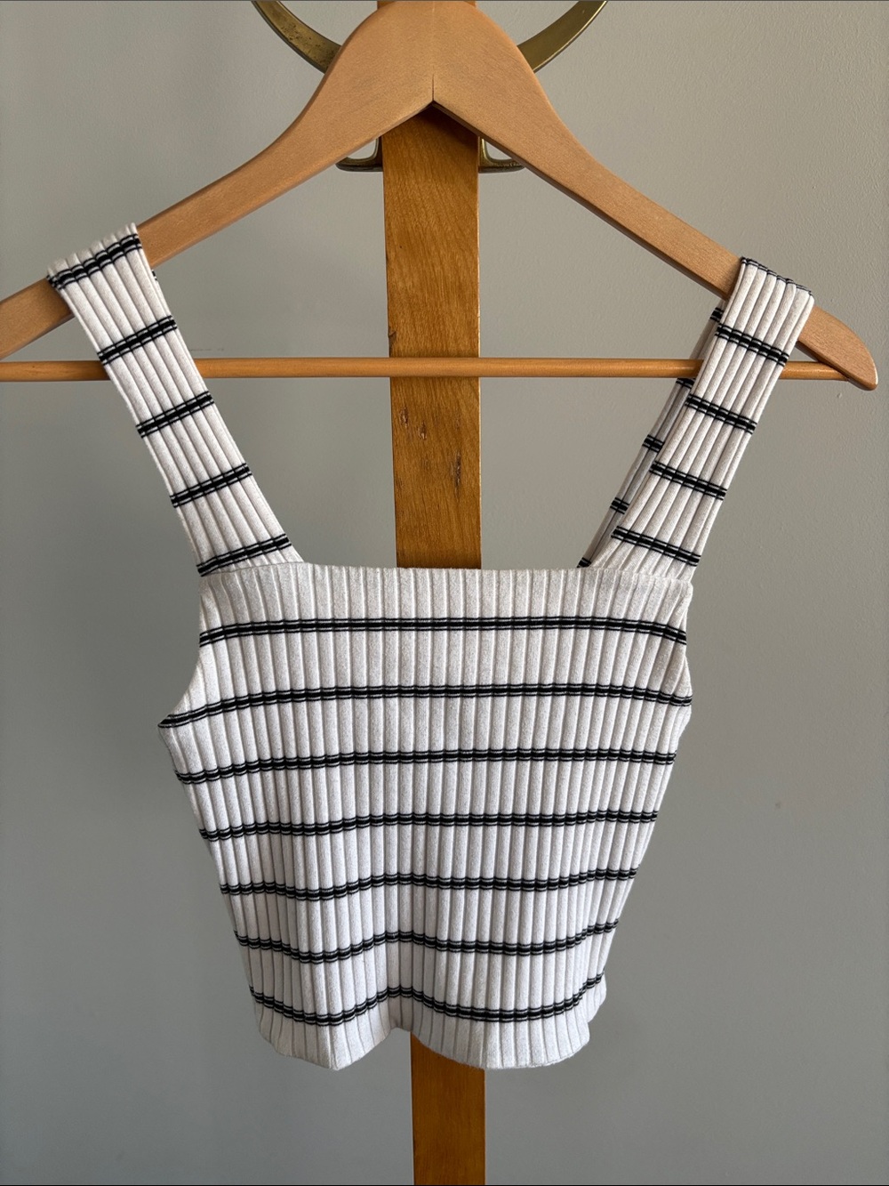 American Eagle Square Neck Striped Ribbed Tank Top Sz S
